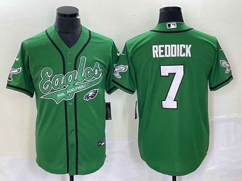 Men Philadelphia Eagles 7 Reddick Green Co Branding Game NFL Jersey style 3